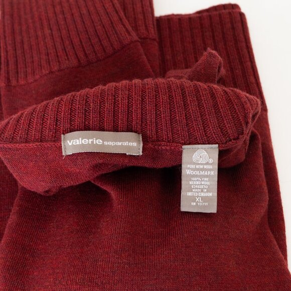 Vintage Valerie Separates 100% Merino Wool XL Turtleneck UK-Made Holiday Red - Picture 5 of 12